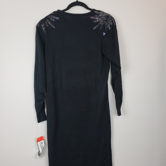 Vtg NOS NWT 80s Plain Jane sweater dress sequins S - Picture 2 of 6